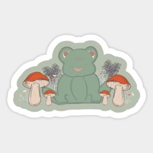 Cute Cottagecore Frog and Mushrooms Sticker